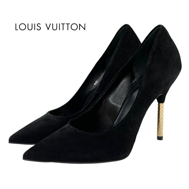 Rakuten - 未使用 ルイヴィトン LOUIS VUITTON パンプス アルティメートライン モノグラムヒール スエード ブラック ギフトプレゼント 送料無料