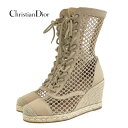 クリスチャンディオール CHRISTIAN DIOR NAYGHTILY-D ブーツ ショートブーツ 靴 シューズ ファブリック ベージュ レースアップ 編み込...