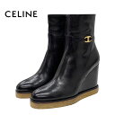セリーヌ CELINE ブーツ ショートブーツ ウェッジソール トリオンフ レザー ブラック ギフトプレゼント 送料無料