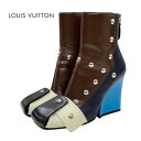 ルイヴィトン LOUIS VUITTON ブーツ ショートブーツ アンクルブーツ パッティライン スタッズ レザー マルチカラー ギフトプレゼント 送料無料