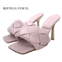 未使用 ボッテガヴェネタ BOTTEGAVENETA サンダル ミュール リド イントレチャート レザー ピンク ギフトプレゼント 送料無料