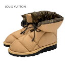未使用 ルイヴィトン LOUIS VUITTON ピローライン モノグラム ブーツ ショートブーツ アンクルブーツ 靴 シューズ ナイロン ベージュ ギフト プ...
