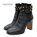 ヴァレンティノ VALENTINO ブーツ ショートブーツ 靴 シューズ ロックスタッズ サイドゴア レザー ブラック 黒 ゴールド ギフト プレゼント 送料無...