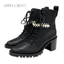 ジミーチュウ JIMMY CHOO CRUZ ブーツ ショートブーツ 靴 シューズ ビジュー パール レースアップ レザー ブラック 黒 ギフト プレゼント 送...