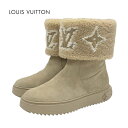 ルイヴィトン LOUIS VUITTON スノードロップライン モノグラム ブーツ ショートブーツ ムートンブーツ 靴 シューズ 折り返し スエード ベージュ ...