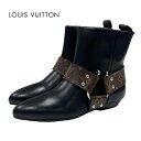 未使用 ルイヴィトン LOUIS VUITTON ラプソディライン モノグラム ブーツ ショートブーツ アンクルブーツ 靴 シューズ レザー ブラック ブラウン...