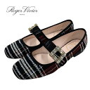 ロジェヴィヴィエ Roger Vivier トレ ヴィヴィエ フラットシューズ 靴 シューズ ファブリック フラットパンプス バレリーナ ストラスバックル ビジ...