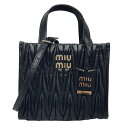 トートバッグ ミュウミュウ MIUMIU マテラッセ バッグ トートバッグ ショルダーバッグ レザー ブラック 黒 ゴールド金具