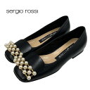 セルジオロッシ sergio rossi フラットパンプス フラットシューズ パーティーシューズ 靴 シューズ パール sr1 レザー ブラック ギフト プレゼ...