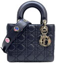 クリスチャンディオール CHRISTIAN DIOR レディディオール スモール LADY DIOR MY ABCDIOR MYABC カナージュバッグ バッグ トートバッグ ショルダーバッグ ラムスキン ネイビー 紺 ゴールド金具