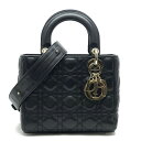 クリスチャンディオール CHRISTIAN DIOR レディディオール スモール LADY DIOR MY ABCDIOR MYABC カナージュバッグ バッグ トートバッグ ショルダーバッグ ラムスキン ブラック 黒 ゴールド金具