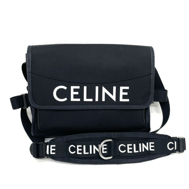 セリーヌ ショルダーバッグ（レディース） セリーヌ CELINE トレッキングメッセンジャー バッグ ショルダーバッグ ナイロン ブラック 黒 シルバー金具 新ロゴ