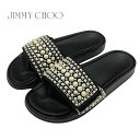 未使用 ジミーチュウ JIMMY CHOO Fitz/f サンダル フラットサンダル シャワーサンダル 靴 シューズ パール ブラック ギフト プレゼント 送料...