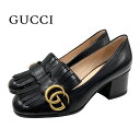 グッチ グッチ GUCCI ダブルG GGマーモント パンプス 靴 シューズ フリンジ レザー ブラック 黒 ギフト プレゼント 送料無料