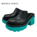 ボッテガヴェネタ BOTTEGAVENETA フラッシュ サンダル クロッグ サボ 靴 シューズ レザー ブラック グリーン系 ギフト プレゼント 送料無料