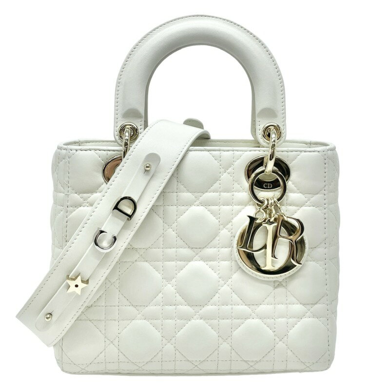 ディオール バッグ（レディース） クリスチャンディオール CHRISTIAN DIOR レディディオール スモール LADY DIOR MY ABCDIOR MYABC カナージュバッグ バッグ トートバッグ ショルダーバッグ ラムスキン ホワイト ゴールド金具