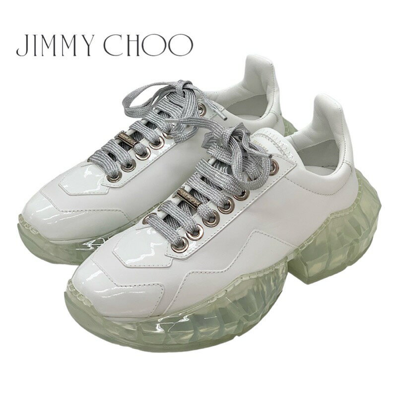 Rakuten - 未使用 ジミーチュウ JIMMY CHOO DIAMOND スニーカー 靴 シューズ レザー パテント ホワイト ギフト プレゼント 送料無料