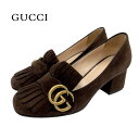 グッチ グッチ GUCCI ダブルG GGマーモント パンプス 靴 シューズ フリンジ スエード ブラウン ギフト プレゼント 送料無料