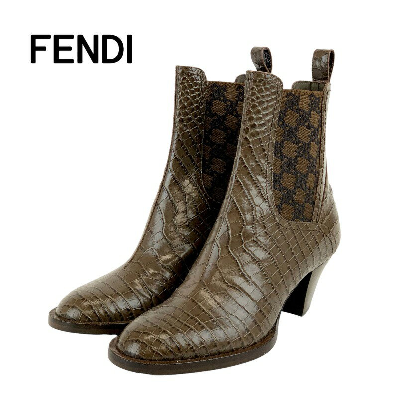 楽天市場】FENDI フェンディ レザー サイドゴア ショート ブーツ
