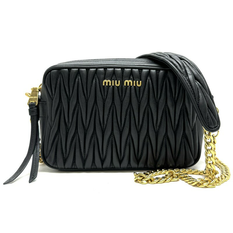 ミュウミュウ ショルダーバッグ（レディース） ミュウミュウ MIUMIU マテラッセ バッグ ショルダーバッグ ナッパレザー ブラック 黒 ゴールド金具 チェーンショルダーバッグ