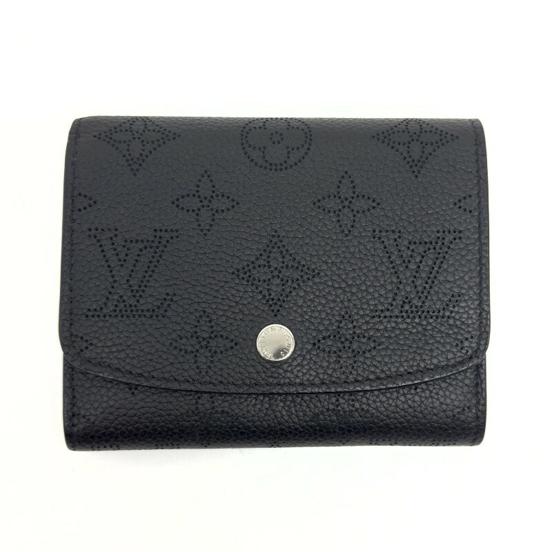 ルイヴィトン LOUIS VUITTON ポルトフォイユ・イリス コンパクト 財布 二つ折り財布 ミニ財布 ミニウォレット マヒナレザー ノワール ブラック 黒 シルバー金具