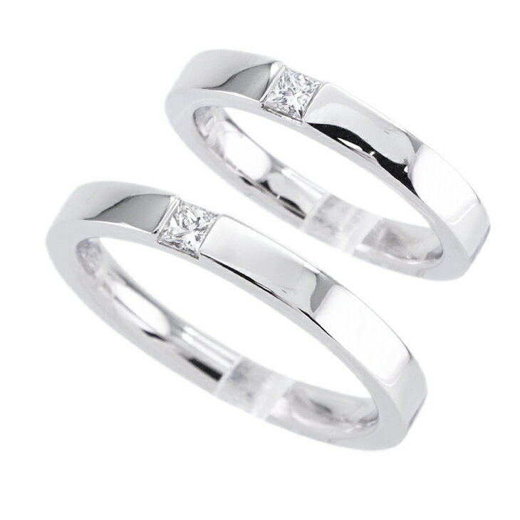 ハリーウィンストン HARRY WINSTON プリンセスカット・マリッジリング クラシック・ダイヤモンド・バンドリング リング 指輪 ペアリング ダイヤリング 結婚指輪 プラチナ