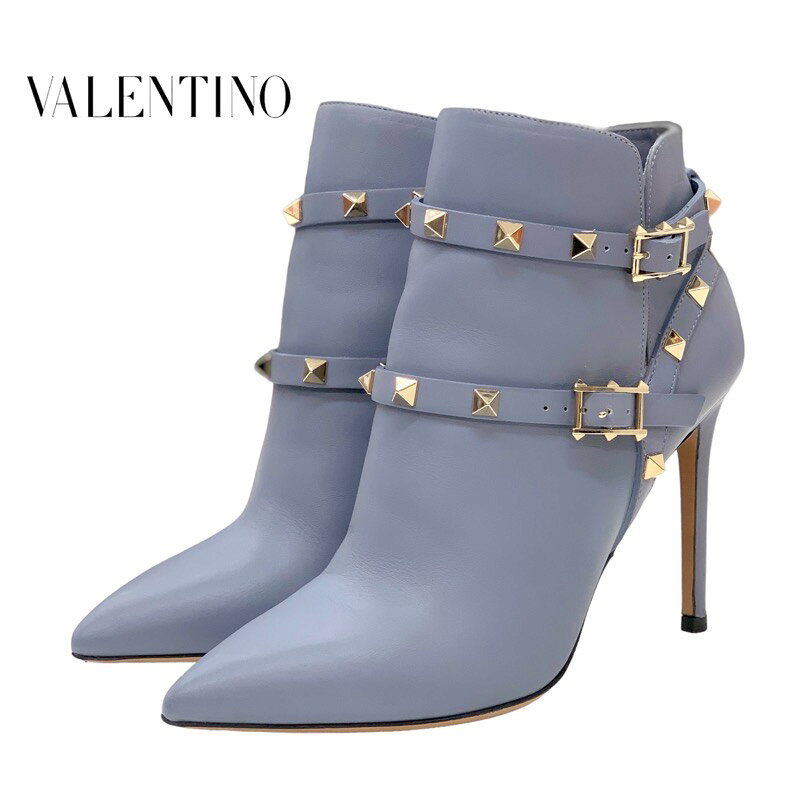 Rakuten - ヴァレンティノ VALENTINO ブーツ ショートブーツ 靴 シューズ レザー ブルー系 ゴールド ロックスタッズ