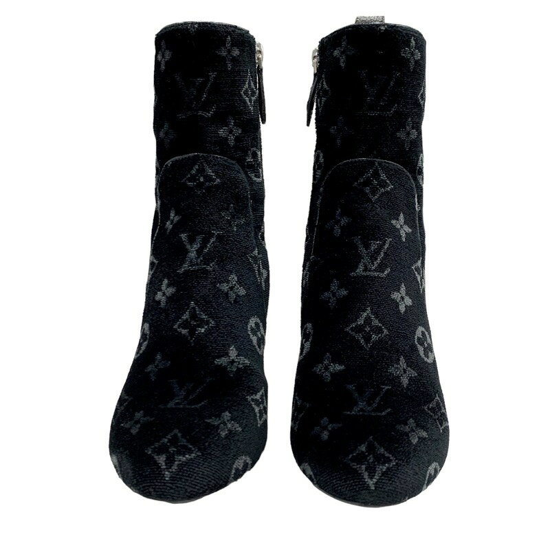ルイヴィトン LOUIS VUITTON シルエットライン ブーツ ショートブーツ 靴 シューズ ベロア ブラック 黒 モノグラム アンクルブーツ 2