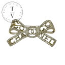シャネル CHANEL ブローチ コサージュ ゴールド ココマーク ラインストーン リボン ロゴ(4)