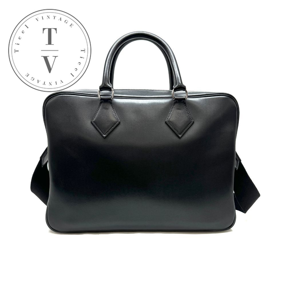 エルメス HERMES プリュム　ストラップ プリュムストラップ バッグ ビジネスバッグ ブリーフケース エヴァーグレイン ノワール ブラック 黒 シルバー金具 ハンドバッグのサムネイル