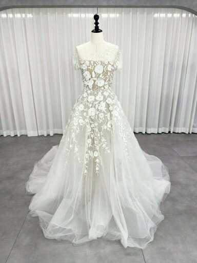 リームアクラ Reem Acra Open Your Heart Aライン ウェディングドレス ホワイト 白 ファーストオーナー 刺繍 リームアクラ Reem Acra Open Your Heart Aライン ウェディングドレス ホワイト 白 ファーストオーナー 刺繍
