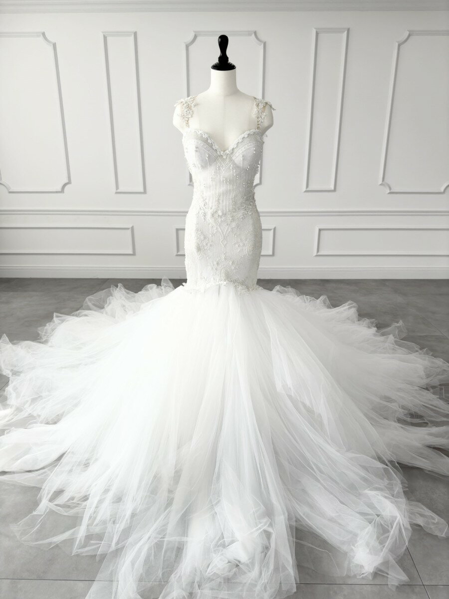 ガリアラハヴ Galia Lahav New Suzanne ニュースザンヌ マーメイドライン ウェディングドレス ホワイト 白 ファーストオーナー チュール パール 刺繍