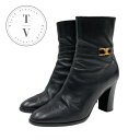 セリーヌ CELINE ブーツ ショートブーツ 靴 シューズ レザー ブラック 黒 ゴールド トリオンフ(4)