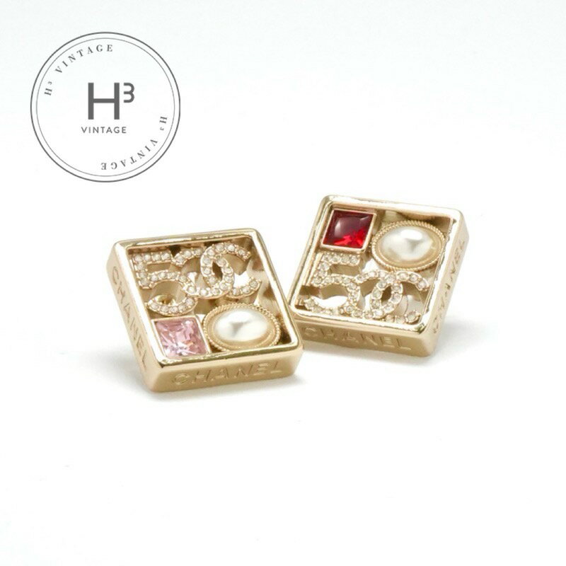 シャネル CHANEL ピアス イヤリング ゴールド ココマーク ロゴ N5 パール ラインストーン(4)