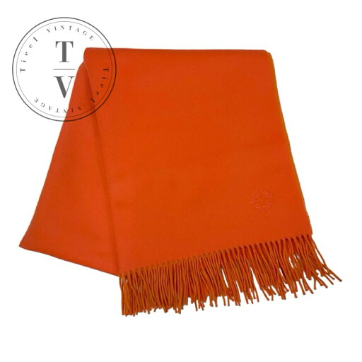 エルメス HERMES ダブルフェイス マフラー カシミヤ オレンジ ロゴ ストール エルメス HERMES ダブルフェイス マフラー カシミヤ オレンジ ロゴ ストール