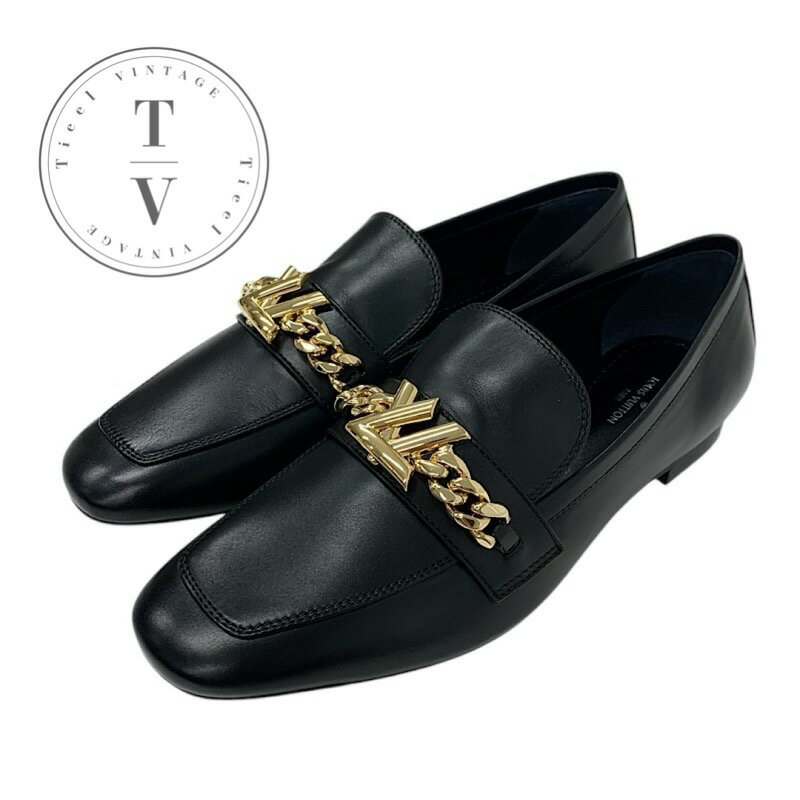 ルイヴィトン LOUIS VUITTON アッパーケースライン ローファー 革靴 靴 シューズ レザー ブラック 黒 ..