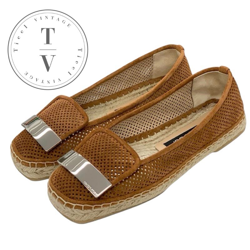 セルジオロッシ sergio rossi SR1 フラットシューズ 靴 シューズ スエード メッシュ ブラウン ロゴプレ..