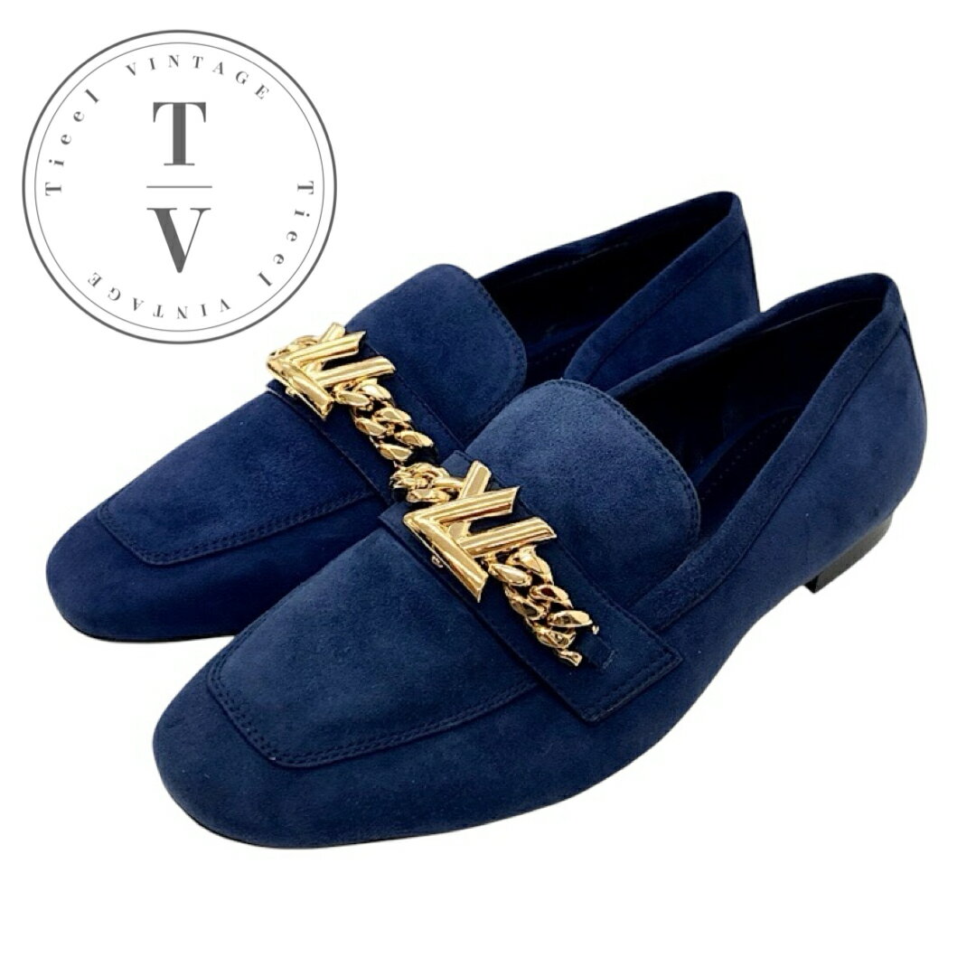 ルイヴィトン LOUIS VUITTON アッパーケースライン ローファー 革靴 靴 シューズ スエード ネイビー ゴ..