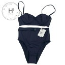 エルメス HERMES セット ネイビー ブラック 水着 ビキニ ハイウエスト セパレート スイムウェア 未使用
