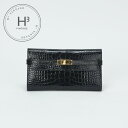エルメス HERMES ケリーウォレット ケリーウォレットロング 財布 長財布 ロングウォレット アリゲーター クロコダイル ブルーマリン ブルー 青 ゴールド金具 エキゾチック