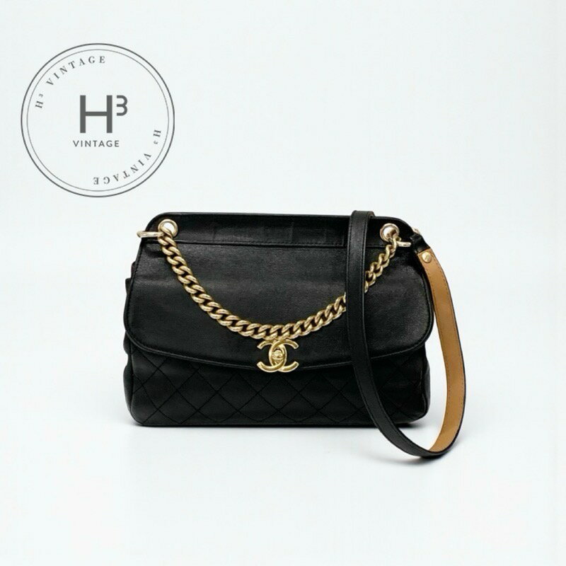 シャネル CHANEL バッグ ショルダーバッグ レザー ブラック 黒 ゴールド マトラッセ ターンロック ココマーク ダブルチェーン 2WAY(4)