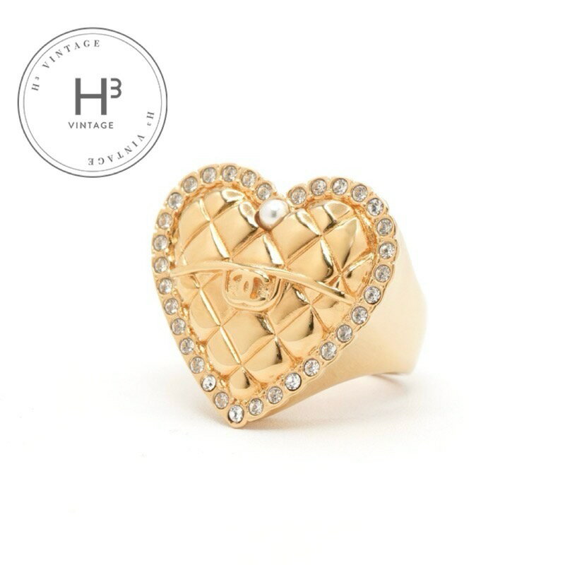 シャネル CHANEL リング 指輪 ゴールド ココマーク ハート マトラッセ ラインストーン