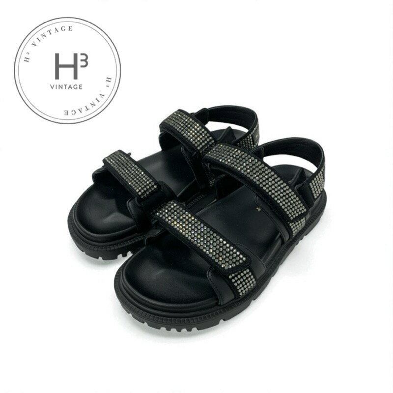 クリスチャンディオール CHRISTIAN DIOR サンダル 靴 シューズ ラムスキン ブラック 黒 ロゴ ラインス..