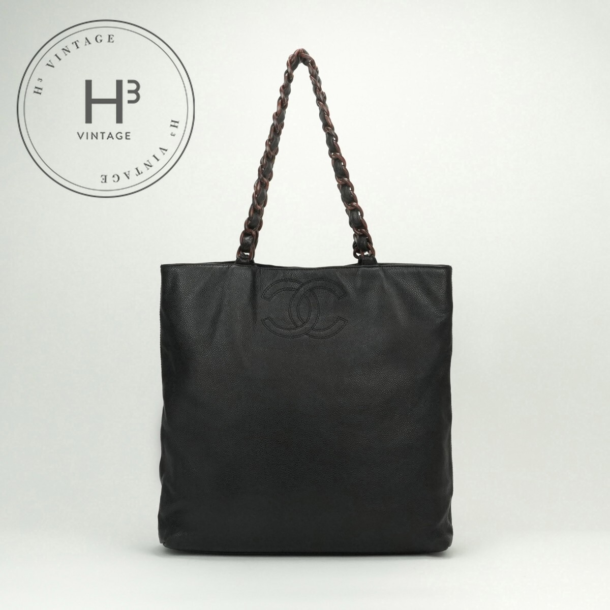 シャネル CHANEL バッグ トートバッグ ショルダーバッグ キャビアスキン ブラック 黒 ベッコウ色 チェーンバッグ チェーンショルダーバッグ ココマーク