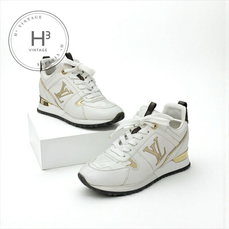 ルイヴィトン LOUIS VUITTON ランアウェイライン モノグラム スニーカー 靴 シューズ レザー ホワイト ブラウン ゴールド インヒール