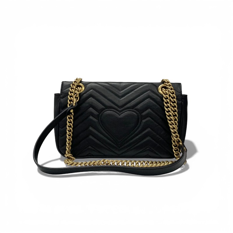 グッチ GUCCI バッグ ショルダーバッグ ブラック ゴールド GGマーモント キルティング チェーン
