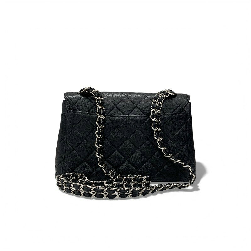シャネル CHANEL バッグ ショルダーバッグ キャビアスキン ブラック 黒 シルバー ココマーク マトラッセ シングルフラップ チェーン