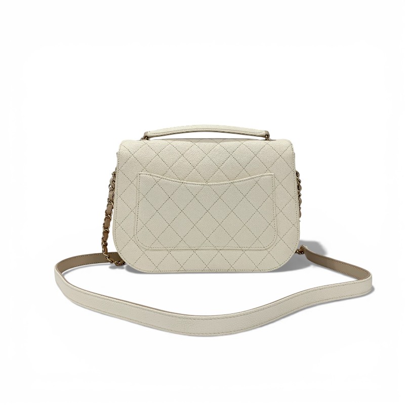 シャネル CHANEL バッグ ショルダーバッグ キャビアスキン ホワイト ゴールド ココマーク マトラッセ シングルフラップ チェーン
