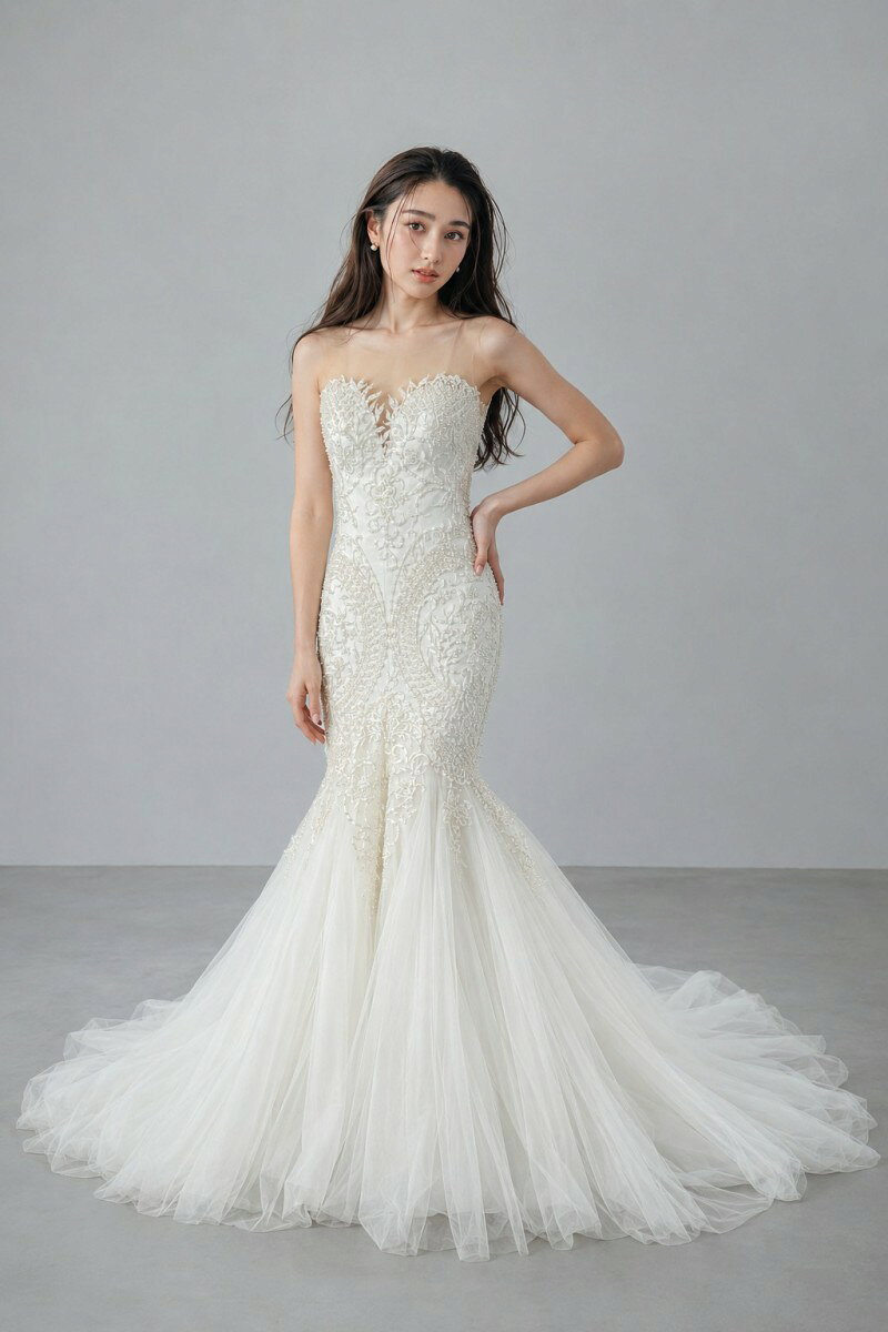 Rakuten - オクサーナムハ OKSANA MUKHA メラニア Melania マーメイドライン ウェディングドレス アイボリー 白