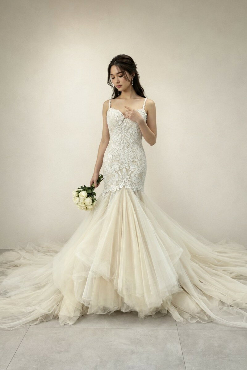 商品詳細 管理番号 44780 ブランド ガリアラハヴ/Galia Lahav モデル ロレッタ ライン マーメイドライン カラー ブラッシュピンクベージュ サイズ 7～9号 (S～M)着丈：約135cmウエスト平置き：約28cm 付属品 なし 状態 身ごろ部分に若干の変色が見られる箇所がございますが、着用時や遠目からは目立ちにくい状態です。 商品ランク AB